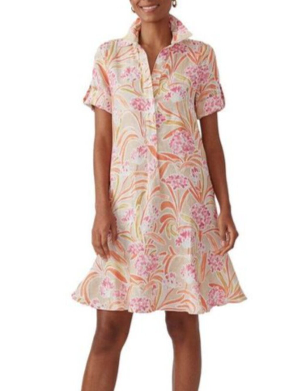 J. MCLAUGHLIN Wellesley Linen Floral Shirt Dress